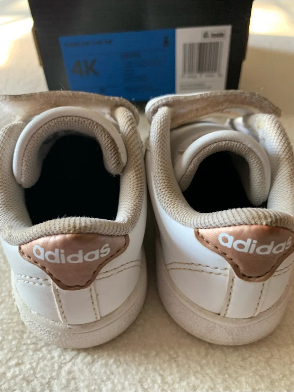 adidas White and Pink Toddler Velcro Sneakers